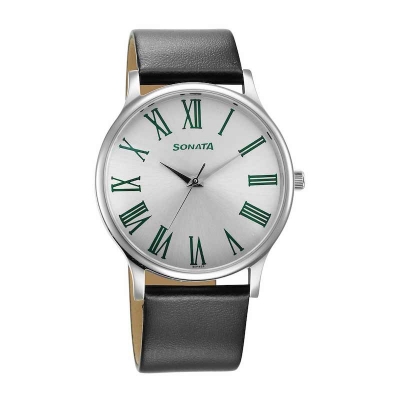 Picture of Sonata White Round Dial Gold Strap Watch For Gents