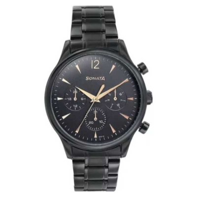 Picture of Sonata Blue Round Dial Yellow Strap Watch For Gents