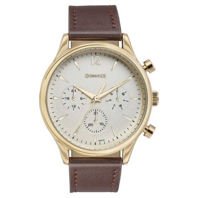 Picture of Sonata Quartz Analog Black Dial Black Leather Strap Watch For Men