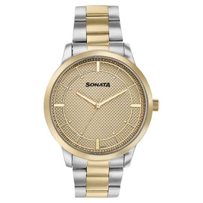 Picture of Sonata Quartz Analog with Day and Date White Dial Two Toned Stainless Steel Strap Watch For Men