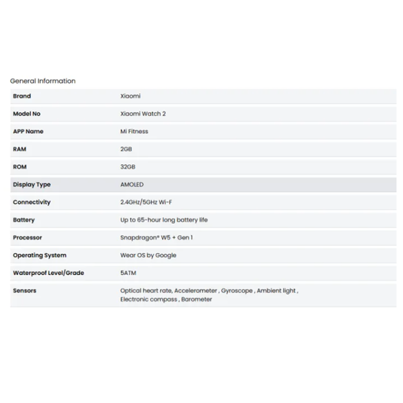 Picture of 100 % Authentic Wear OS by Google Powereda by the Snapdragon® W5 + Gen 1 wearable platform Up to 65-hour long battery life, 32GB large storage 12-channel advanced health monitoring technology Support 160+ sports modes including professional