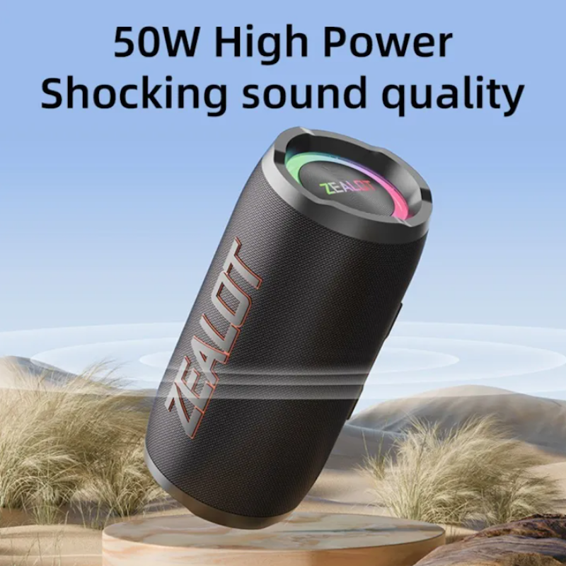 Picture of ZEALOT S76 Portable Wireless Speaker - 50W High Power, RGB Light Effect, Perfect for Parties