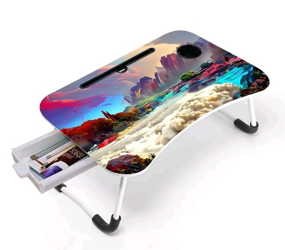 Picture of waterproof table Portable Foldable Home Laptop/Notebook Stand Desk/Table for Study Computer Laptop Desk Small Foldable Multi-Function Bed Desk Simple Dormitory Lazy Table Bed with Laptop Table-Avocado