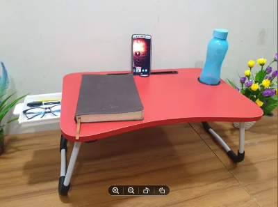 Picture of waterproof table  Portable Foldable Home Laptop/Notebook Stand Desk/Table for Study black Computer Laptop Desk Small Foldable Multi-Function Bed Desk Simple Dormitory Lazy Table Bed with Laptop Table-red DR
