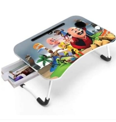 Picture of waterproof table most motu patlu with drwar portable laptop table  kids study table babys Study  table Computer Laptop Desk Small Foldable Multi-Function Bed Desk Simple Dormitory Lazy Table Bed with Laptop Table-Multicolor
