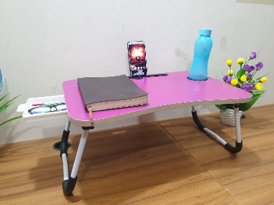 Picture of pink drawer portable study table  kids study table unique portable study table Computer Laptop Desk Small Foldable Multi-Function Bed Desk Simple Dormitory Lazy Table Bed with Laptop Table-Multicolor