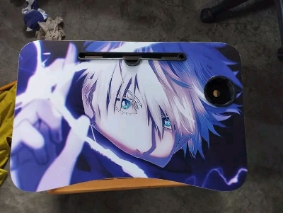 Picture of waterproof table most premium unique   gojo anime portable stiker laptop table Computer Laptop Desk Small Foldable Multi-Function Bed Desk Simple Dormitory Lazy Table Bed with Laptop Table-Multicolor