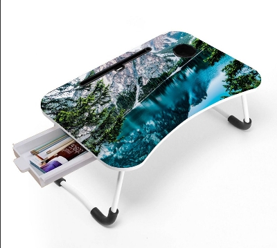 Picture of waterproof stiker table most unique  portable study table kids and babys study table for smart think Computer Laptop Desk Small Foldable Multi-Function Bed Desk Simple Dormitory Lazy Table Bed with Laptop Table-Gold
