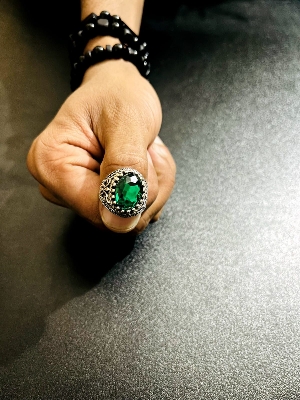 Picture of New style Men Cuban Link Chain Bracelet Shiny Rhinestone Inlaid Bangle Jewelry-Blue