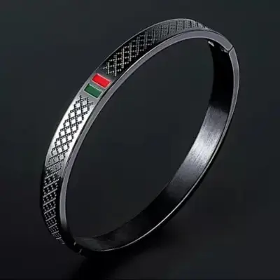 Picture of china ss steel New style Men Cuban Link Chain Bracelet Shiny Rhinestone Inlaid Bangle Jewelry-Charcoal,16 CM