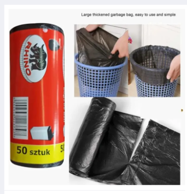 Picture of Garbage bag roll 50 pieces - Dustbin full black poli-Blackpnk to call paw