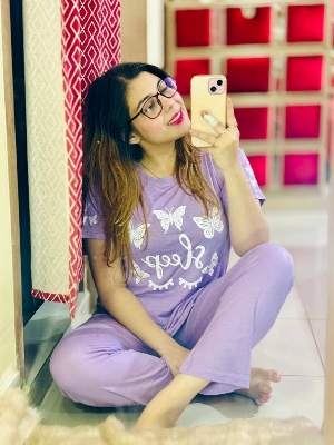 Picture of woman and girls  combo set dress t shirt and pant-Grey