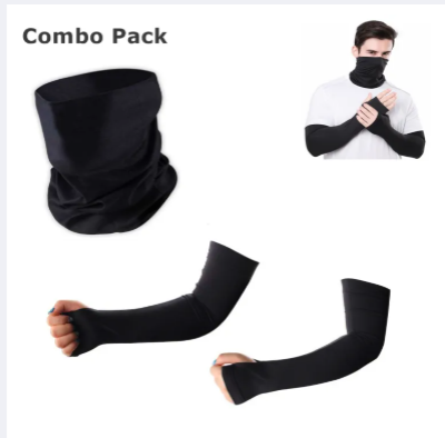 Picture of wanter hot item for biker 1 Pair Ultra Arm hand Sleeves For Fashion and  face mask  combo set for bike rider  best item in wanter a-Matte Black,Int: One size