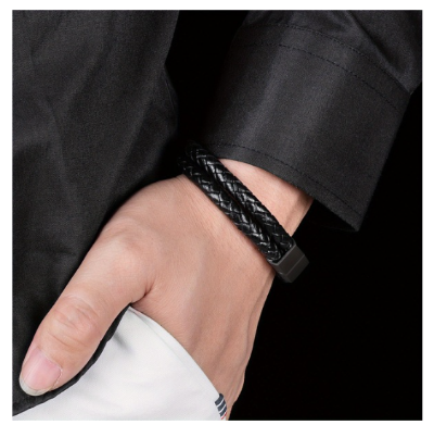 Picture of Double Curb Chain Bracelets For Men Stainless Steel Punk Rock Biker Antique Cubic Chain Male-dubel alether