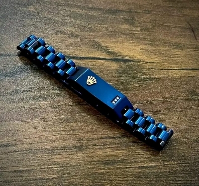 Picture of Bracelets  vairal  bracelet Double Curb Chain Bracelets For Men Stainless Steel Punk Rock Biker Antique Cubic Chain Male Pulseira Jewelry-blue rolex