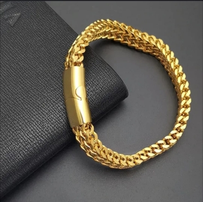 Picture of Bracelets  vairal  bracelet Double Curb Chain Bracelets For Men Stainless Steel Punk Rock Biker Antique Cubic Chain Male Pulseira Jewelry-Goldvig chain