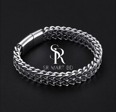 Picture of Bracelets  vairal  bracelet Double Curb Chain Bracelets For Men Stainless Steel Punk Rock Biker Antique Cubic Chain Male Pulseira Jewelry-Silver vig chain