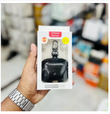 Picture of vairal daraz choice  Airpodss Pro 2nd Generation PU Leather Shockproof with Loss Prevention Clip Case Premium Protective Carrying Cover-Black