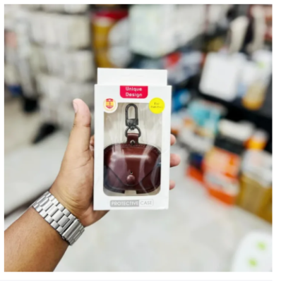 Picture of vairal daraz choice  Airpodss Pro 2nd Generation PU Leather Shockproof with Loss Prevention Clip Case Premium Protective Carrying Cover-woden