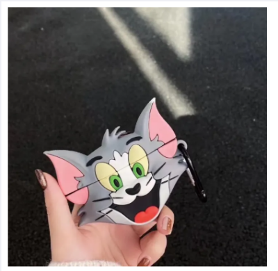 Picture of tom and jerry Red SILICONE (Only Cover) For Apple Airpods Pro and pro 2nd Gen Premium Earbuds Protective Cover (Headphone not included) joyroom T03s Pro Headphone not included-tom
