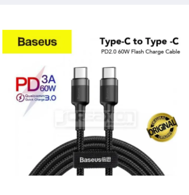 Picture of orginal  choice   Baseus 60W Fast Charger Cable USB-C to Type-C-Black