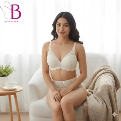 Picture of Sexy French Style Girl's Underwear Small Chest Gathering Big Pure Style Lace Breast Holding Bra Set