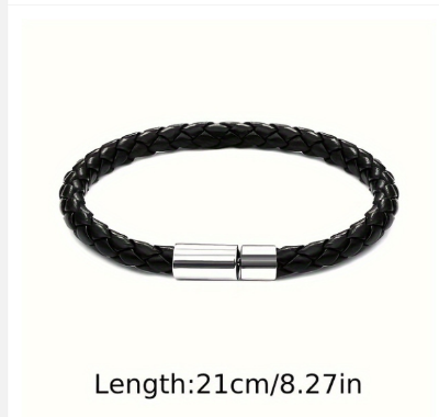 Picture of New Style Personalized Simple Leather Braided Bracelet Retro Leather Bracelet European and American Popular Leather Bracelet Bracelet-black code,21 CM