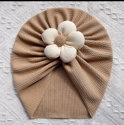 Picture of Solid Color Flower Baby Turban Cap