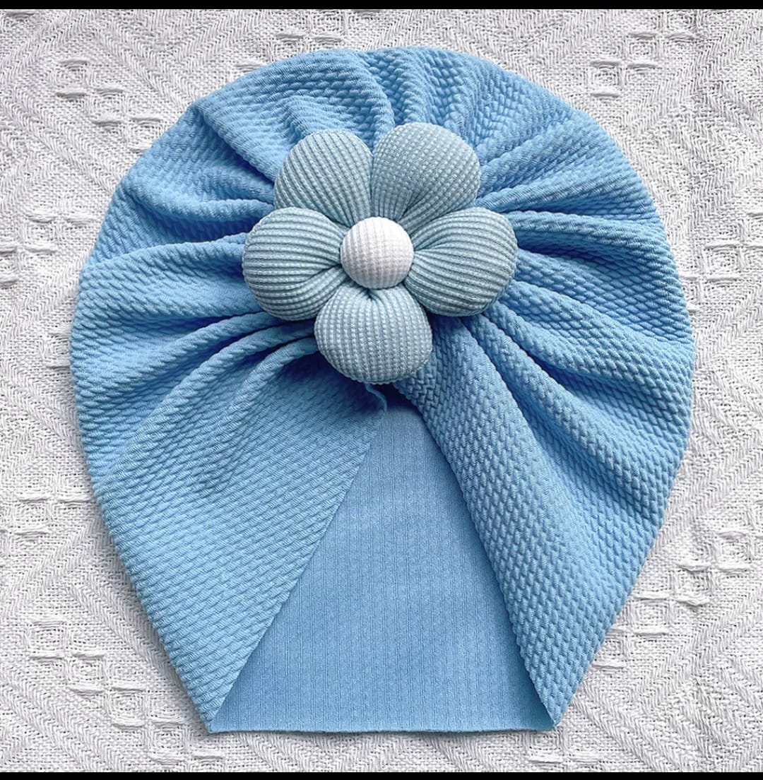 Picture of Solid Color Flower Baby Turban Cap