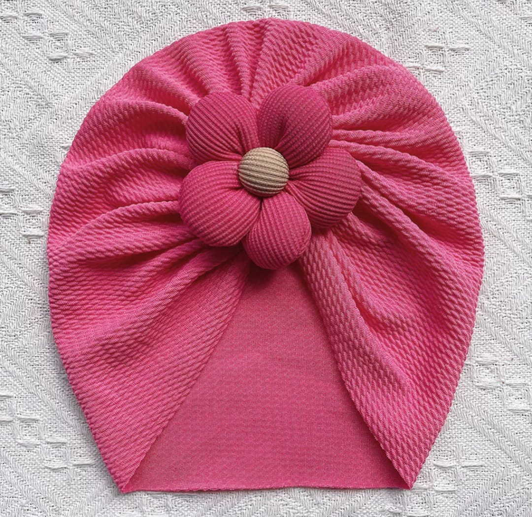 Picture of Solid Color Flower Baby Turban Cap