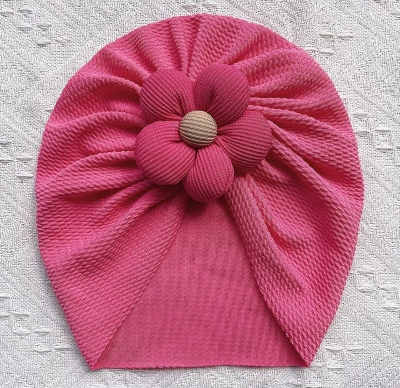 Picture of Solid Color Flower Baby Turban Cap