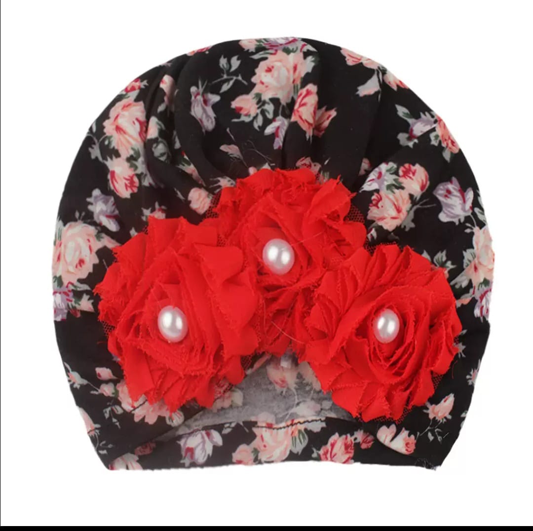 Picture of Solid Color Flower Baby Turban Cap