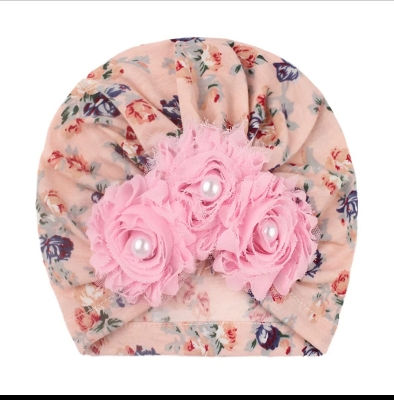 Picture of Solid Color Flower Baby Turban Cap