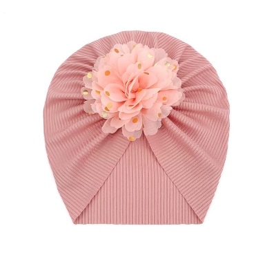 Picture of Solid Color Flower Baby Turban Cap