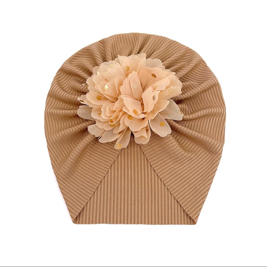 Picture of Solid Color Flower Baby Turban Cap