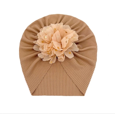 Picture of Solid Color Flower Baby Turban Cap