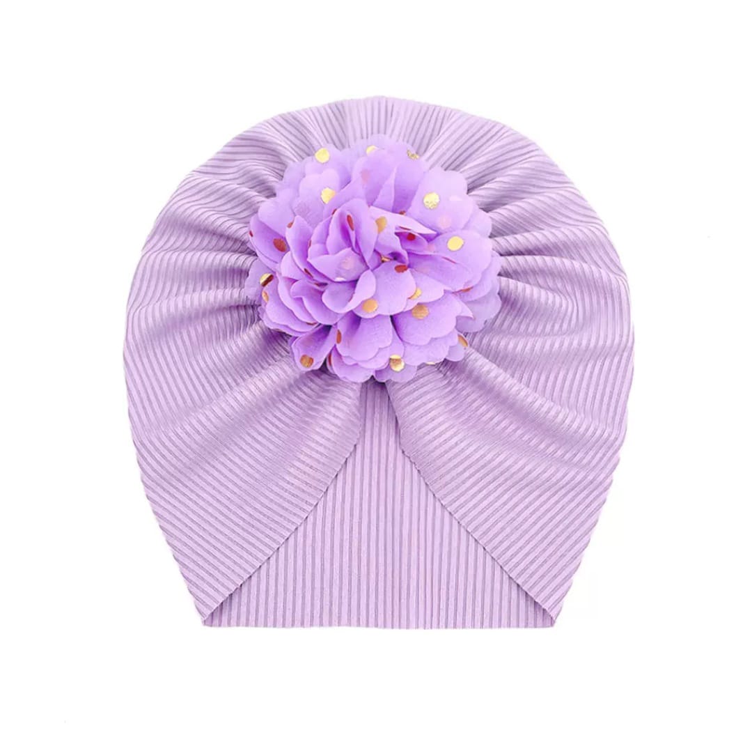 Picture of Solid Color Flower Baby Turban Cap
