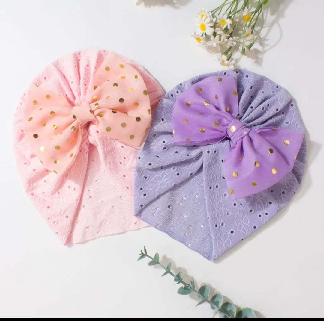 Picture of Solid Color Flower Baby Turban Cap