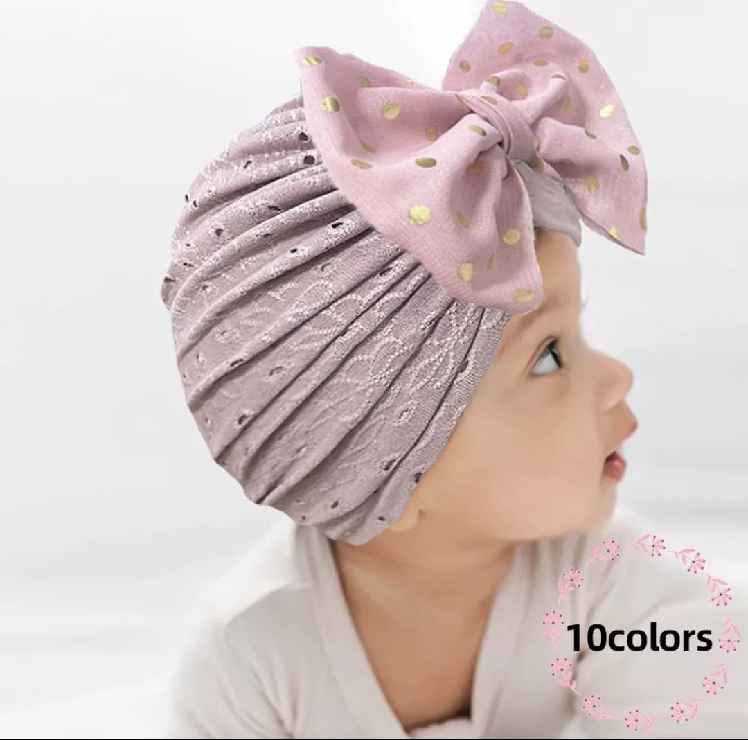 Picture of Solid Color Flower Baby Turban Cap