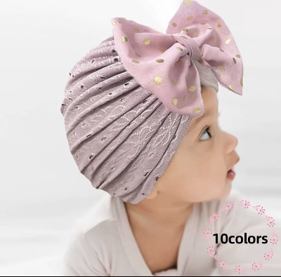 Picture of Solid Color Flower Baby Turban Cap
