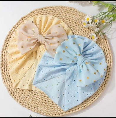 Picture of Solid Color Flower Baby Turban Cap