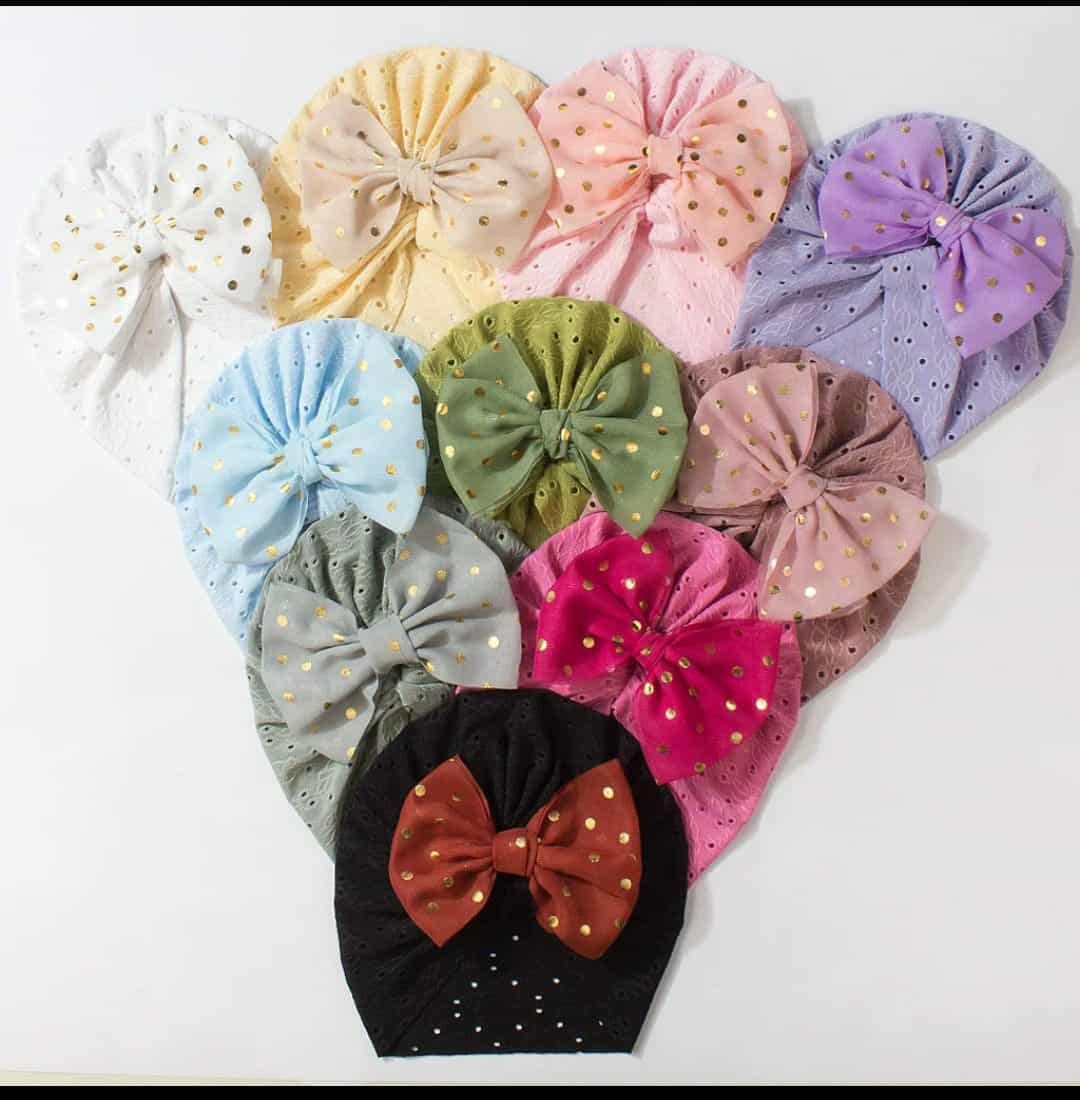 Picture of Solid Color Flower Baby Turban Cap