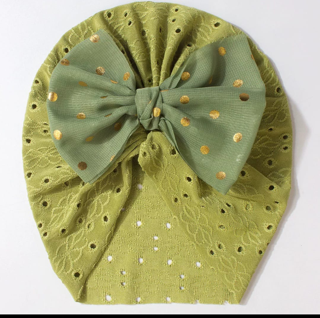 Picture of Solid Color Flower Baby Turban Cap