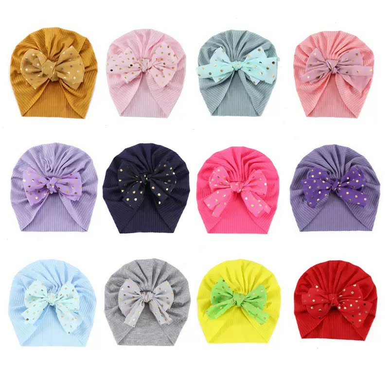 Picture of Solid Color Flower Baby Turban Cap