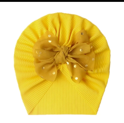 Picture of Solid Color Flower Baby Turban Cap