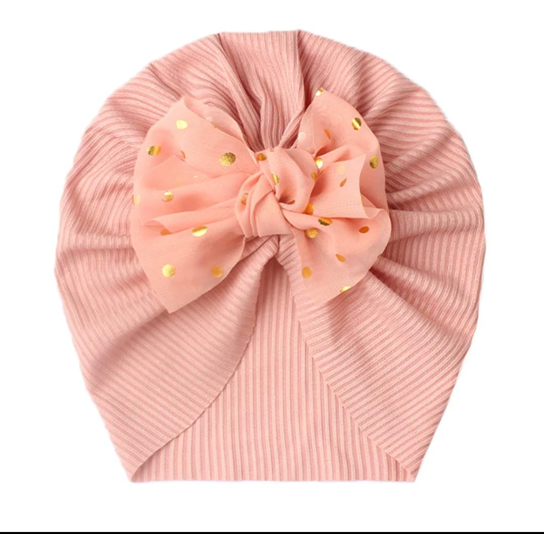 Picture of Solid Color Flower Baby Turban Cap
