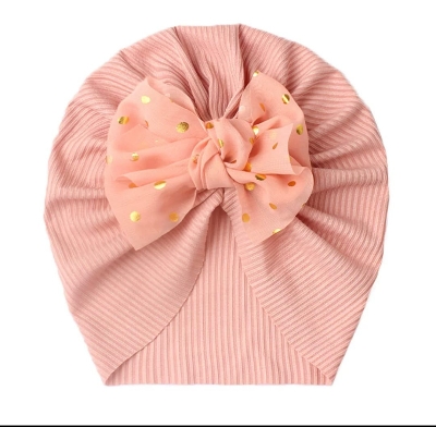 Picture of Solid Color Flower Baby Turban Cap