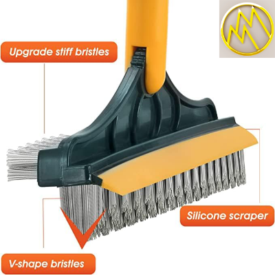 Picture of Bathroom Cleaning Brush with Wiper, 3 in 1 Tiles Cleaning Brush with Long Handle, 120° Rotate Bathroom Floor Cleaning Brush, Floor Scrub Bathroom Brush Home Kitchen
