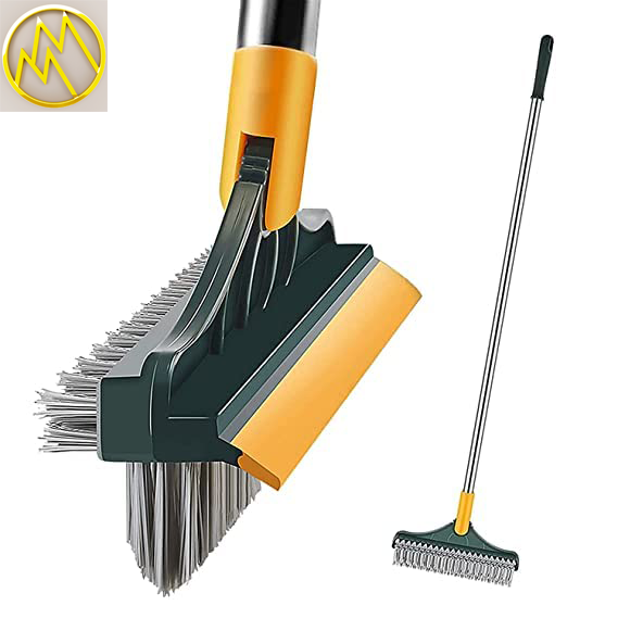Picture of Bathroom Cleaning Brush with Wiper, 3 in 1 Tiles Cleaning Brush with Long Handle, 120° Rotate Bathroom Floor Cleaning Brush, Floor Scrub Bathroom Brush Home Kitchen