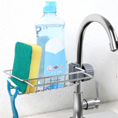 Picture of Adjustable Stainless Sink Sponge Holder/ Rack Towel Soap Kitchen Shelf Drainer Basket.